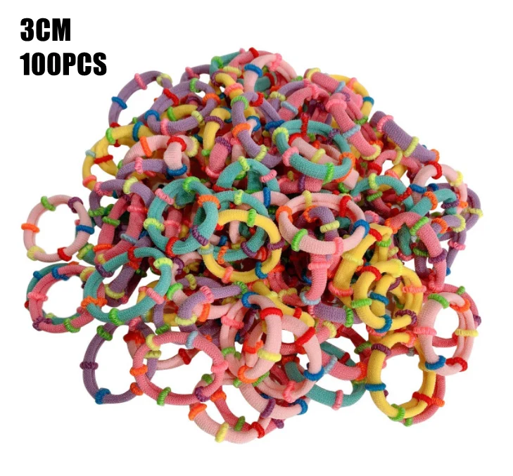100PCS/Set Candy colors Baby Girls Hair Ring Children 2/3CM Hair Bands Ponytail Elastic Rubber Band Mini Kid Hair Accessories