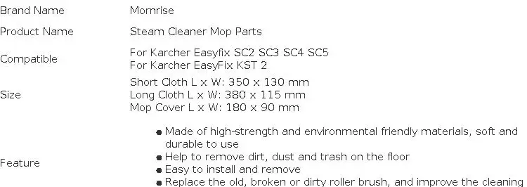 Replacement Mop Heads Cloth For Karcher Easyfix SC2 SC3 SC4 SC5 Rags Microfibre Mop Cover Steam Cleaner Accessories Spare Parts