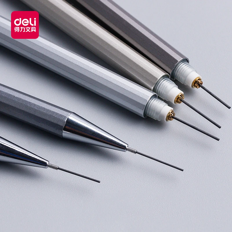 DELI High Quality Full Metal Mechanical Pencil 0.5/0.7 Lapices For Professional PaintingAnd Writing School Supplies