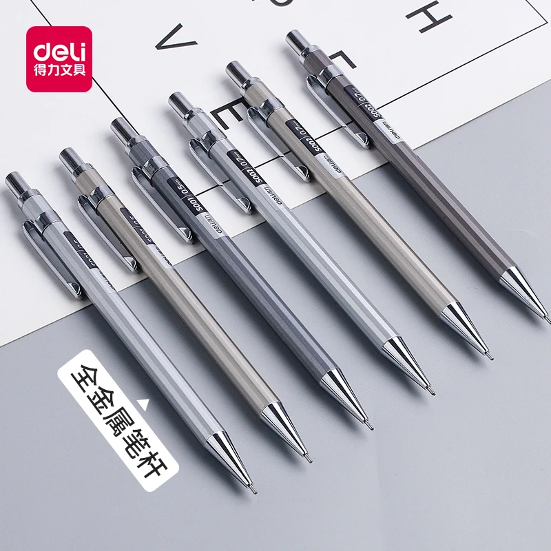 DELI High Quality Full Metal Mechanical Pencil 0.5/0.7 Lapices For Professional PaintingAnd Writing School Supplies