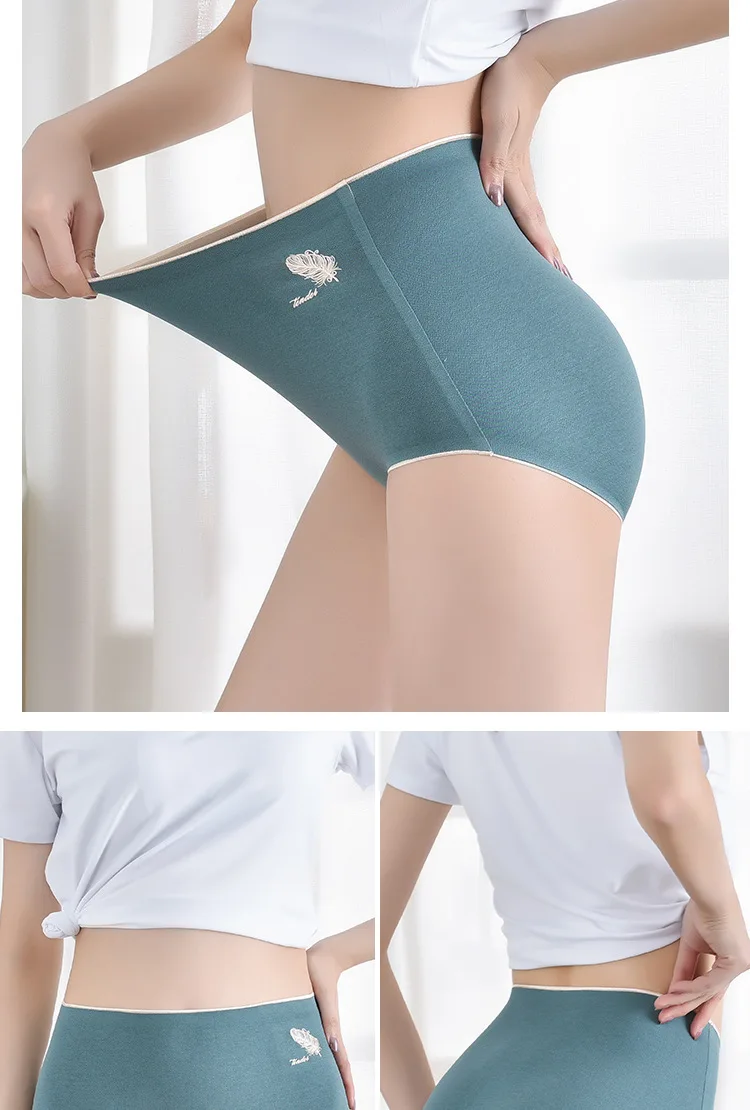 Women's Cotton Underwear Sexy Solid Color Panties Fashion Comfort Briefs Plus Size High Waist Seamless Soft Panties Lingerie