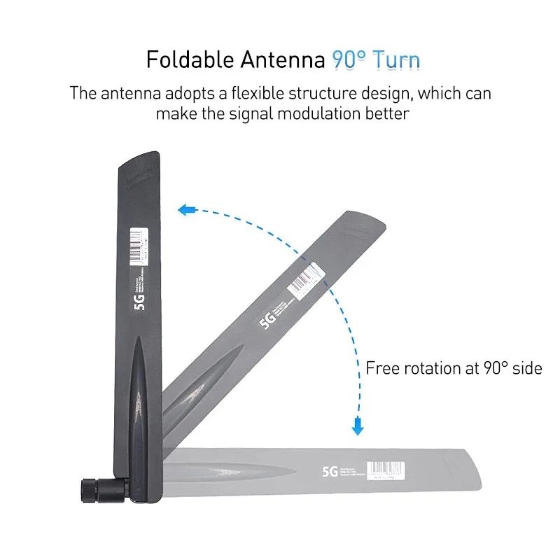 2pcs 4G LTE 5G Antenna 600-6000MHz 18dBi High Gain SMA Male for Wireless Network Card Wifi Router High Signal Sensitivity