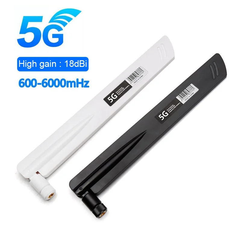 2pcs 4G LTE 5G Antenna 600-6000MHz 18dBi High Gain SMA Male for Wireless Network Card Wifi Router High Signal Sensitivity