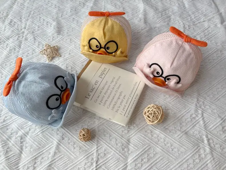 2 Styles Summer Kids Mesh Baseball Caps Baby Lovely Cartoon Duck Cotton Hats Girl Boys Outdoor Sunshade Headwear 1-10M
