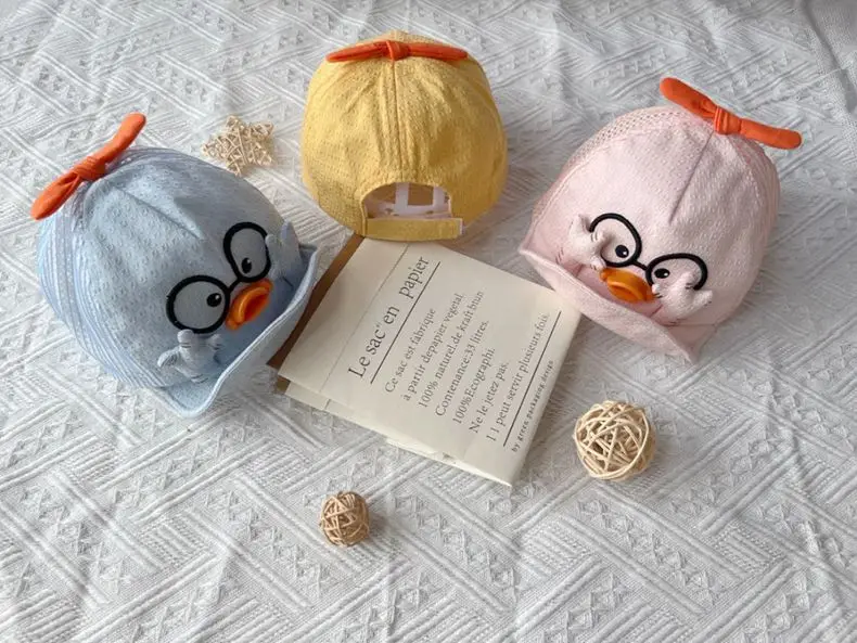 2 Styles Summer Kids Mesh Baseball Caps Baby Lovely Cartoon Duck Cotton Hats Girl Boys Outdoor Sunshade Headwear 1-10M