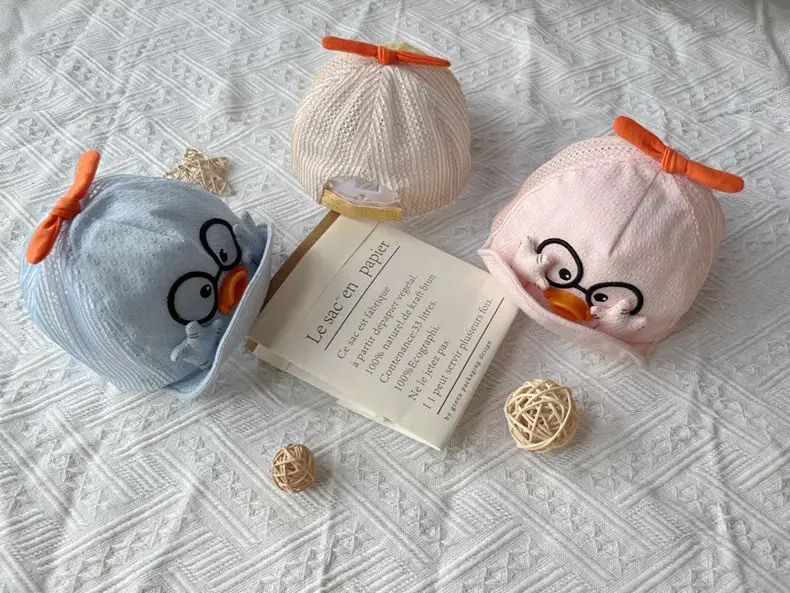 2 Styles Summer Kids Mesh Baseball Caps Baby Lovely Cartoon Duck Cotton Hats Girl Boys Outdoor Sunshade Headwear 1-10M