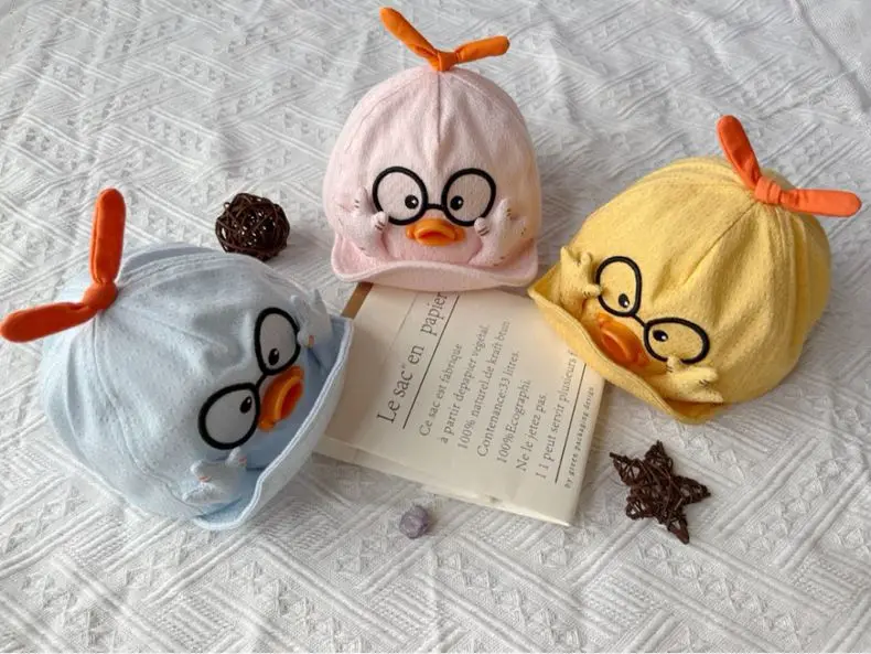 2 Styles Summer Kids Mesh Baseball Caps Baby Lovely Cartoon Duck Cotton Hats Girl Boys Outdoor Sunshade Headwear 1-10M