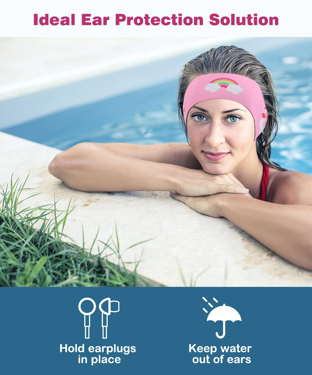 Waterproof Swimming Headband for Kids Adjustable Keep Water Out Ear Protection Band for Bathing Swimming Diving Ear Band