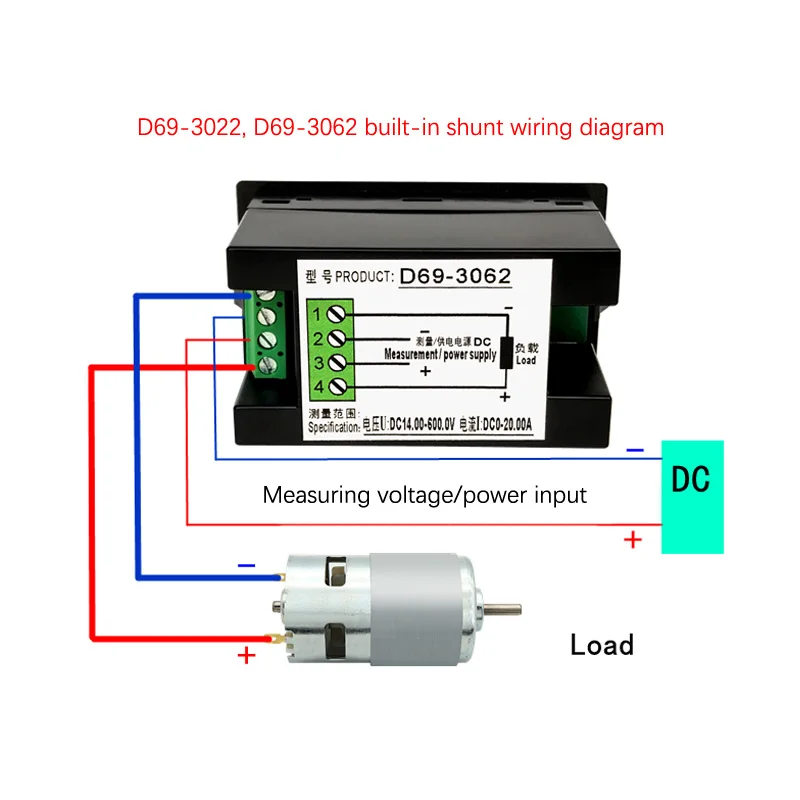 LCD 4 in 1 DC Power Energy Meter Monitor Voltmeter Ammeter DC14.00-600.0V 20A/50A/100A Volt Amp Watt KWH Monitor