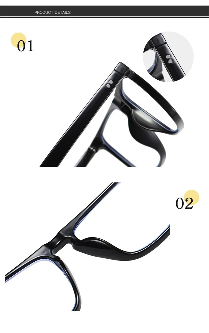Blue Light Blocking Square Myopia Glasses Finished Unisex Retro Black Frame Student Prescription Spectacles 0 -0.5 -0.75 To -6.0