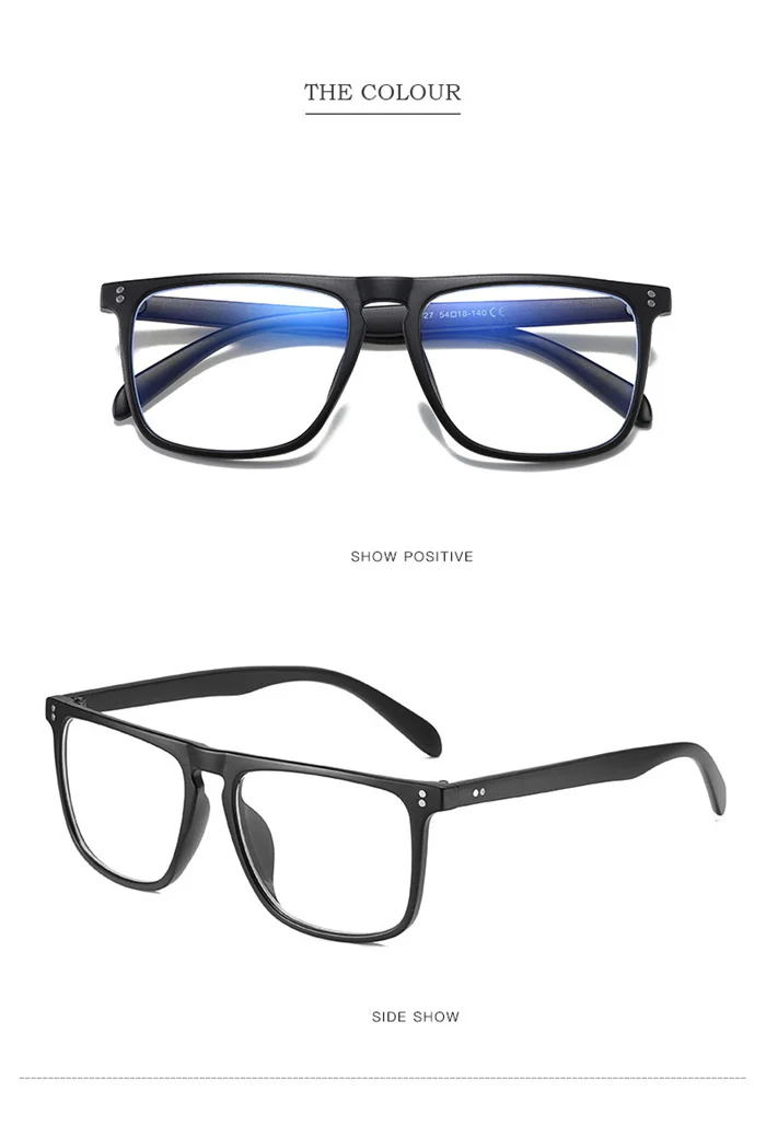 Blue Light Blocking Square Myopia Glasses Finished Unisex Retro Black Frame Student Prescription Spectacles 0 -0.5 -0.75 To -6.0