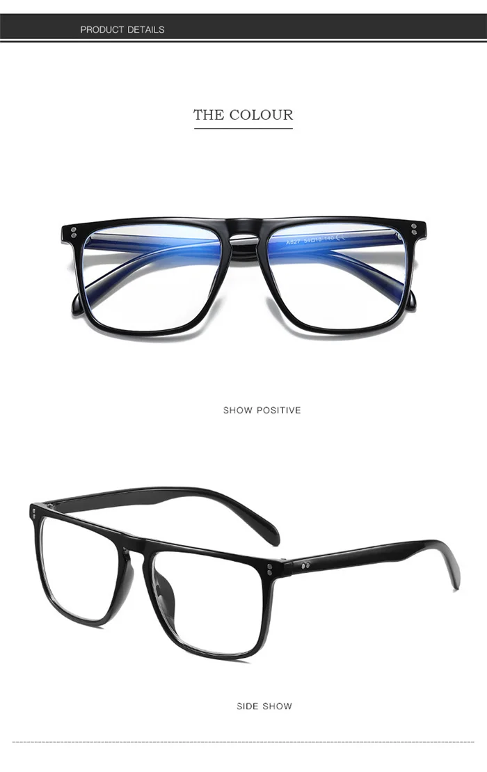 Blue Light Blocking Square Myopia Glasses Finished Unisex Retro Black Frame Student Prescription Spectacles 0 -0.5 -0.75 To -6.0