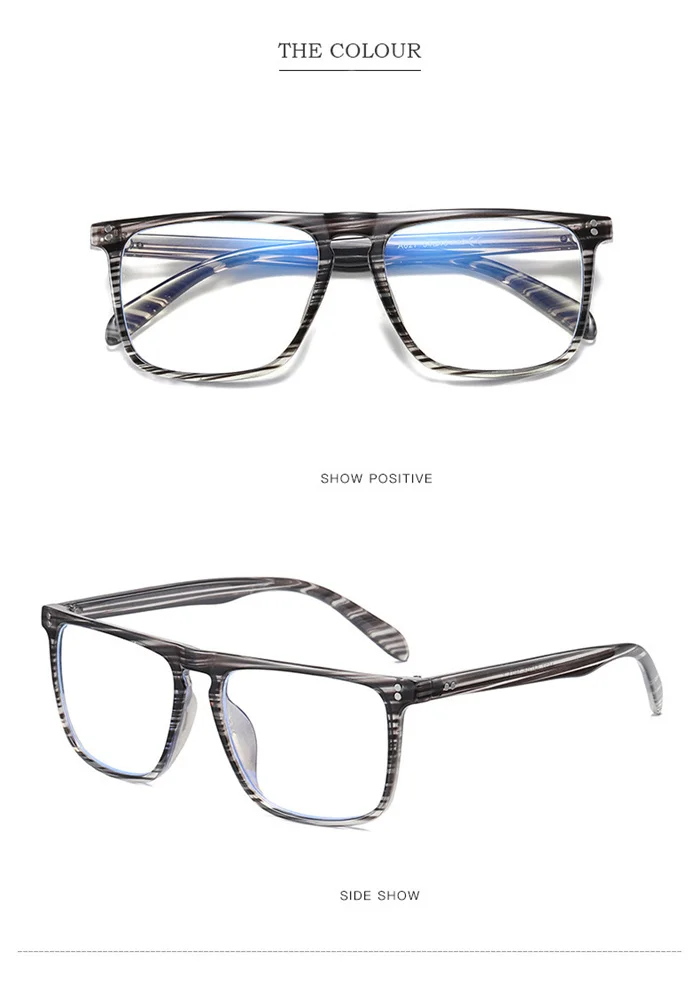 Blue Light Blocking Square Myopia Glasses Finished Unisex Retro Black Frame Student Prescription Spectacles 0 -0.5 -0.75 To -6.0