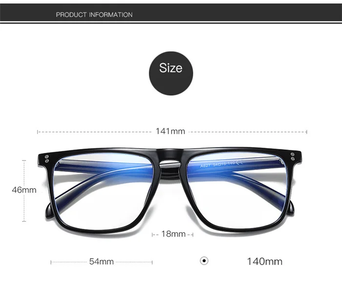 Blue Light Blocking Square Myopia Glasses Finished Unisex Retro Black Frame Student Prescription Spectacles 0 -0.5 -0.75 To -6.0