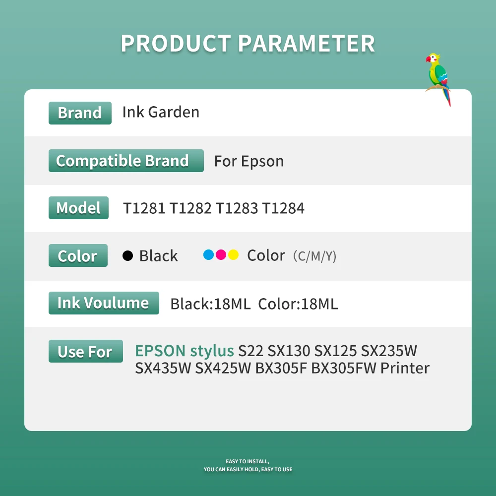 Ink Garden For Epson T1281 Ink Cartridge For Epson SX125 SX130 SX235W SX420W SX440W SX430W SX425W SX435W SX438 SX445W BX305F