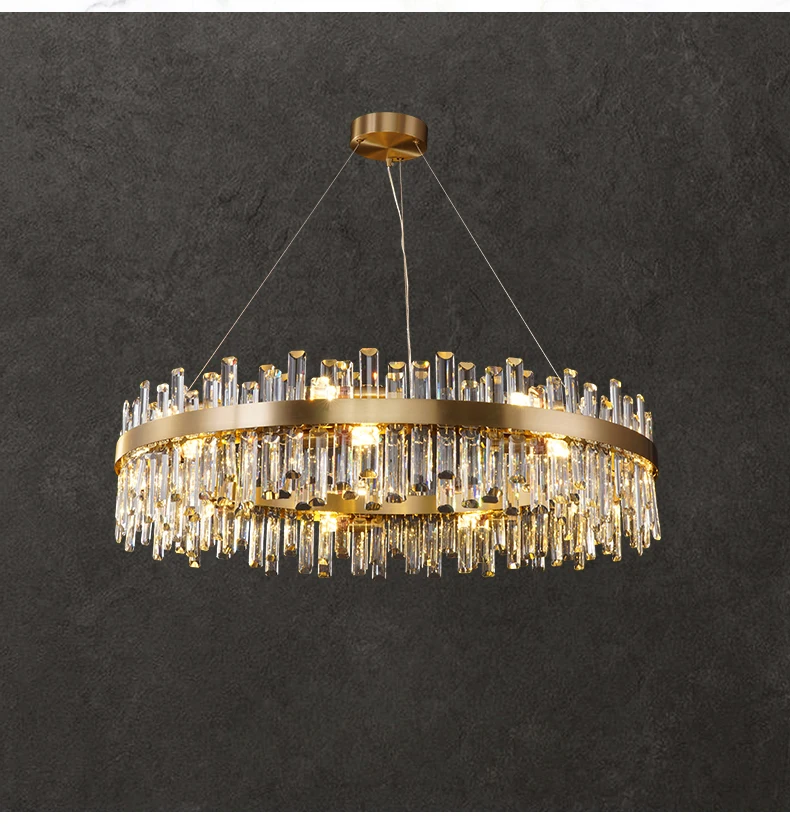 Golden Chrome Silver Round Oval Crystal LED Hanging Lamps Chandelier Lighting Suspension Luminaire Lampen For Dinning Room