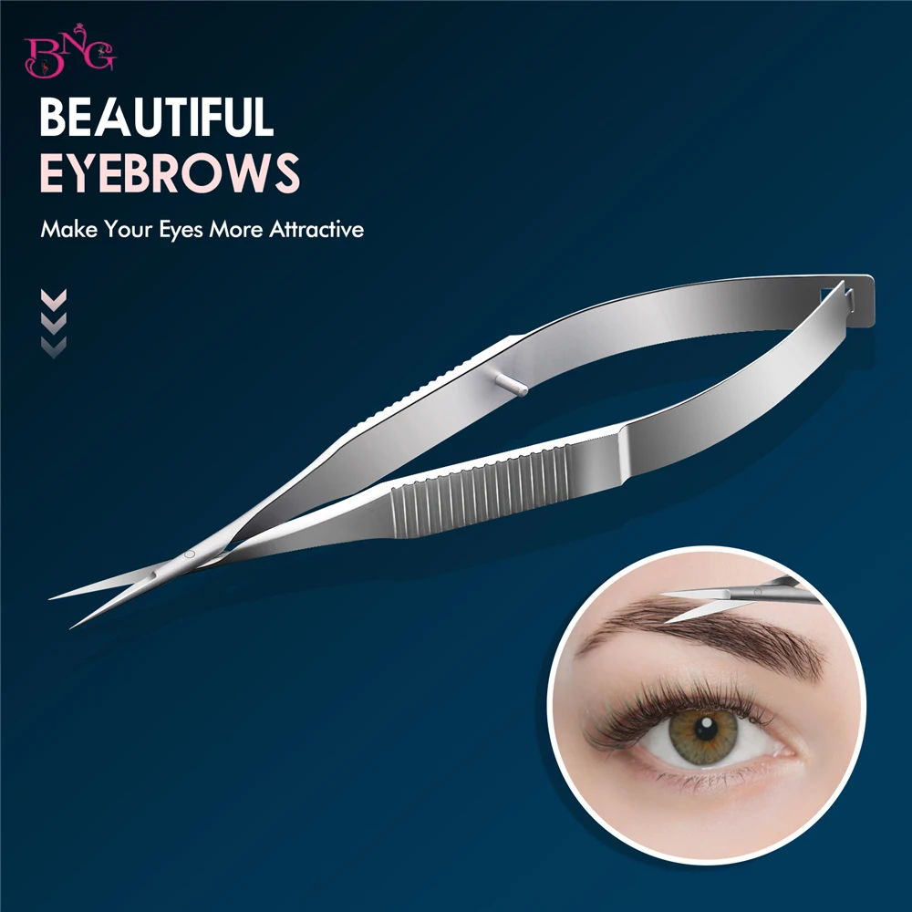 BNG Stainless Steel Eyebrow Makeup Scissor Trimmer Special Bending Scissors Make Up Beauty Tool Straight Curved Cuticle Remove