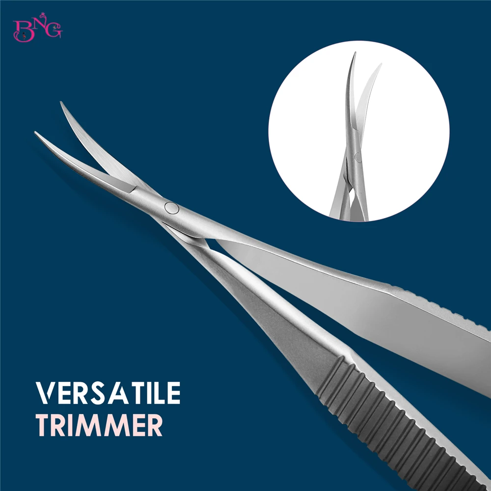 BNG Stainless Steel Eyebrow Makeup Scissor Trimmer Special Bending Scissors Make Up Beauty Tool Straight Curved Cuticle Remove