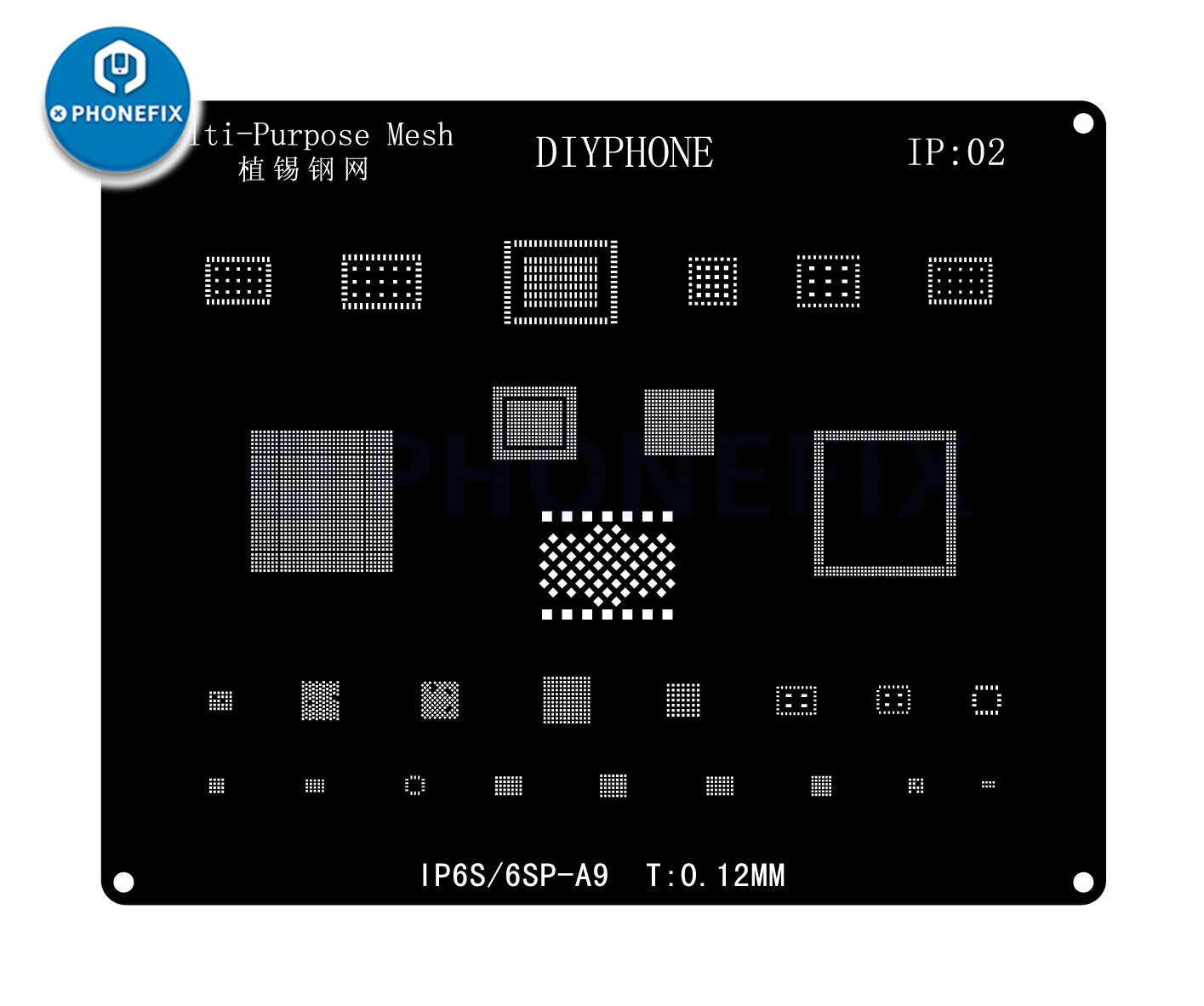 DIYPHONE BGA Reballing Stencil Kit For iPhone 17 16 15 14 13 13mini 11 12 Pro Max Black Steel CPU IC Chip Tin Soldering Net