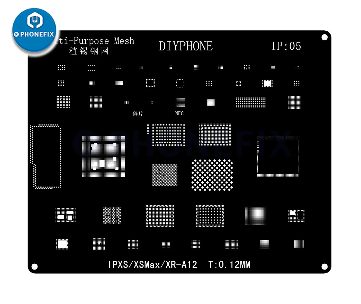 DIYPHONE BGA Reballing Stencil Kit For iPhone 17 16 15 14 13 13mini 11 12 Pro Max Black Steel CPU IC Chip Tin Soldering Net