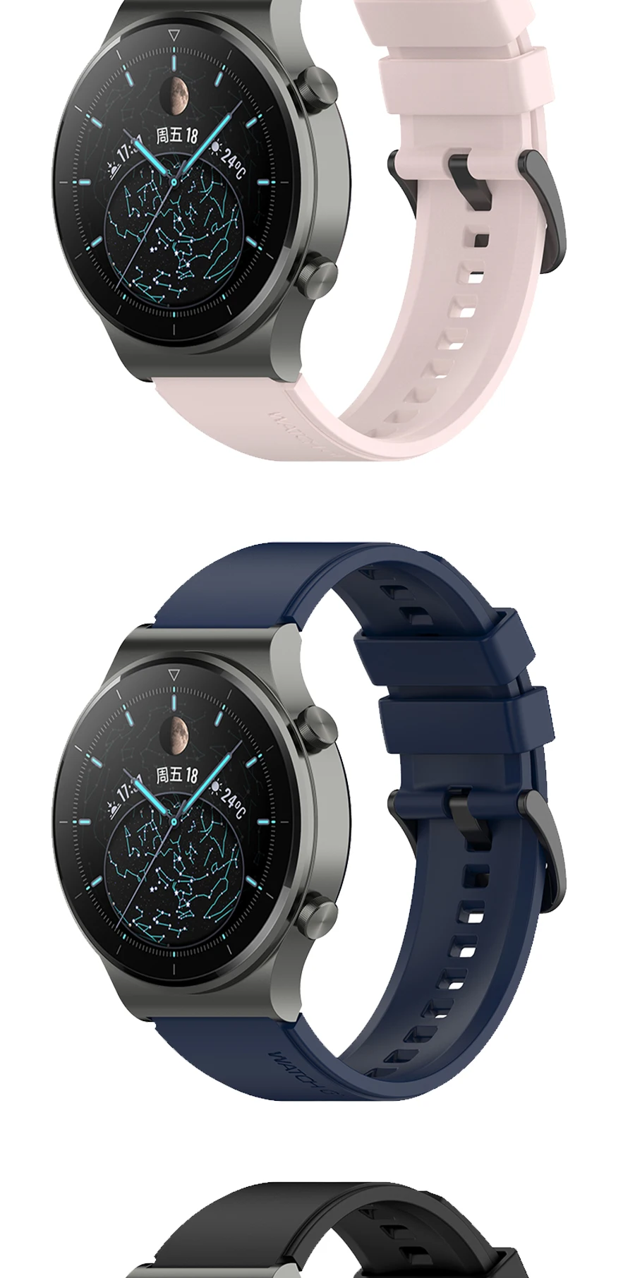 22mmOfficial Silicone Replacement Gt2 Pro Strap Band For Huawei Watch GT5/3 GT4 2 46mm Pro Original Watchband Wristband Bracelet