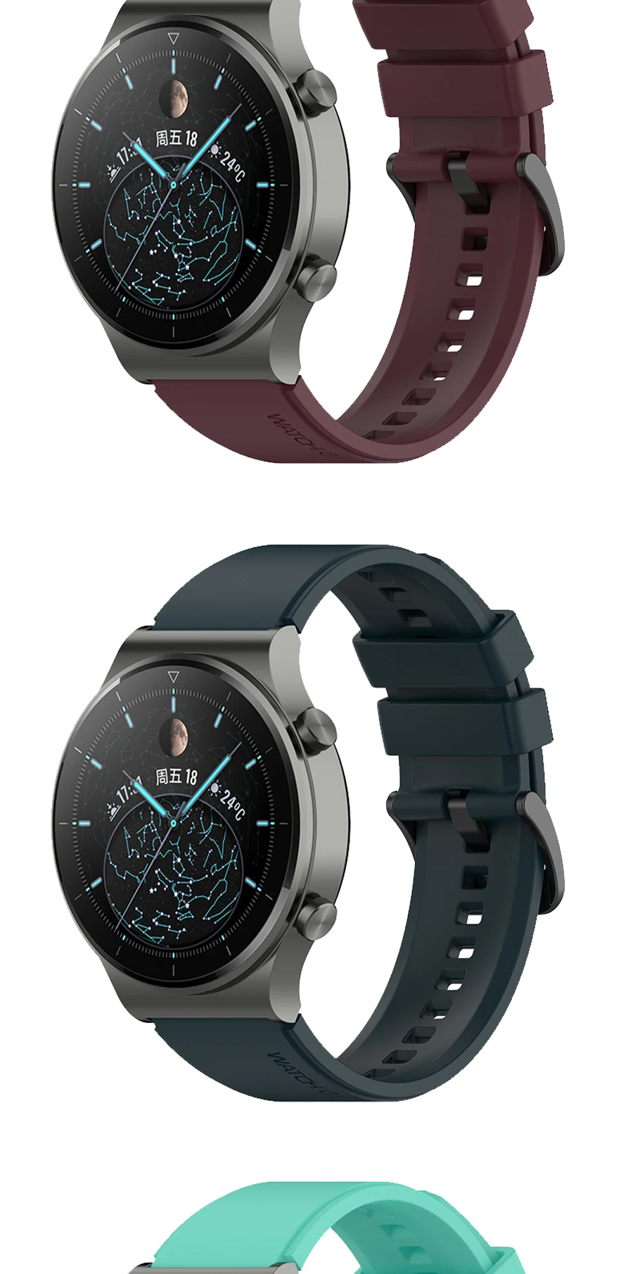 22mmOfficial Silicone Replacement Gt2 Pro Strap Band For Huawei Watch GT5/3 GT4 2 46mm Pro Original Watchband Wristband Bracelet