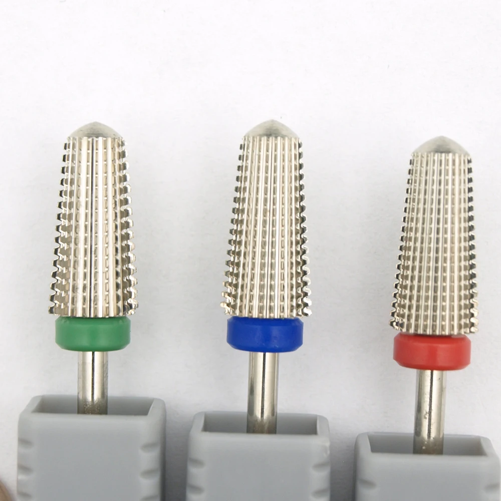 5-in-1 Silver Tungsten Carbide Nail Drill Bit Multifunction Round Milling Cutter for Left and Right Hand Manicure Pedicure