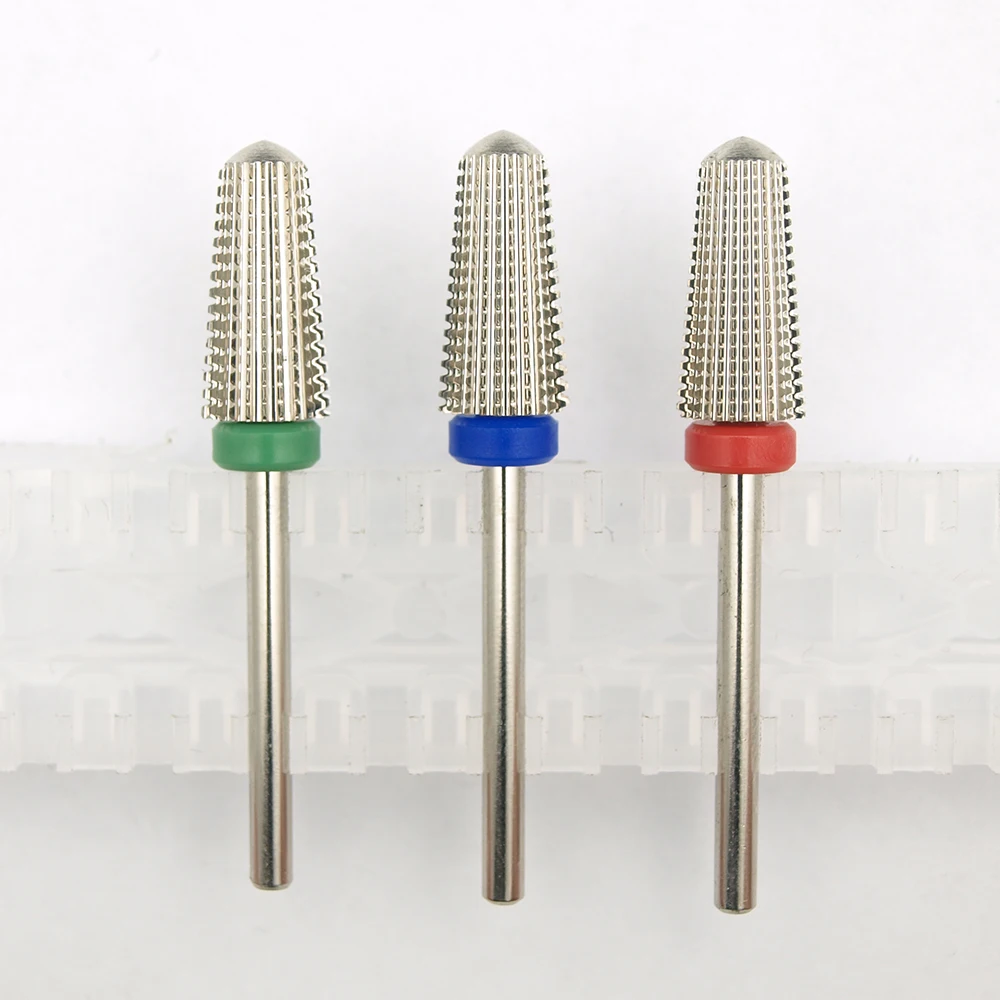 5-in-1 Silver Tungsten Carbide Nail Drill Bit Multifunction Round Milling Cutter for Left and Right Hand Manicure Pedicure