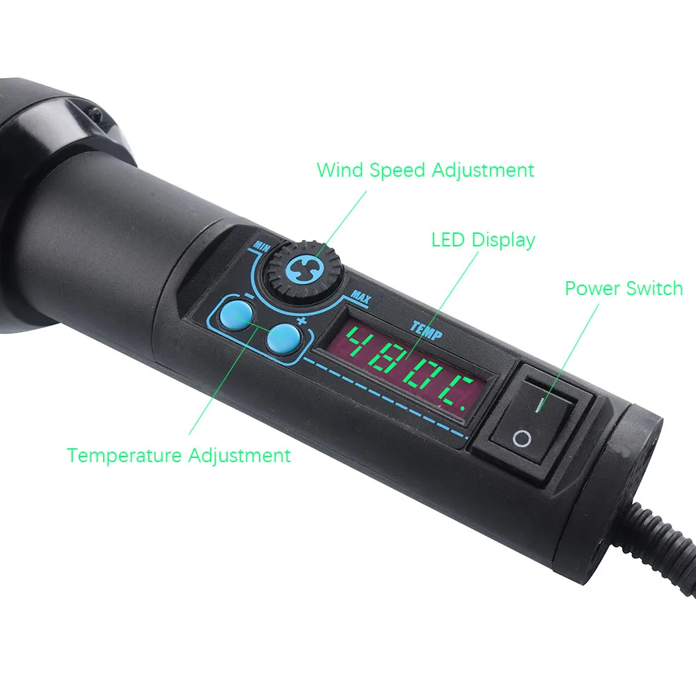Fast 650W LCD Adjustable Electronic Hot Air Gun Desoldering Station IC SMD BGA + Nozzle 650W