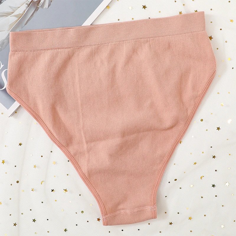 Women Ribbed V-Neck Bra And Panties Set Wireless No-pads Bralette High Waist High Cut Briefs Soft Stretch Sexy Lingerie Set S-L