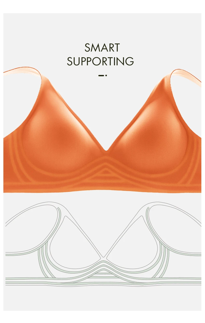 SUJIIN Sexy Bras for Women Plunge Wireless Seamless Invisible Padded Push Up Bras Comfortable Smoothing Female Bralettes MX074