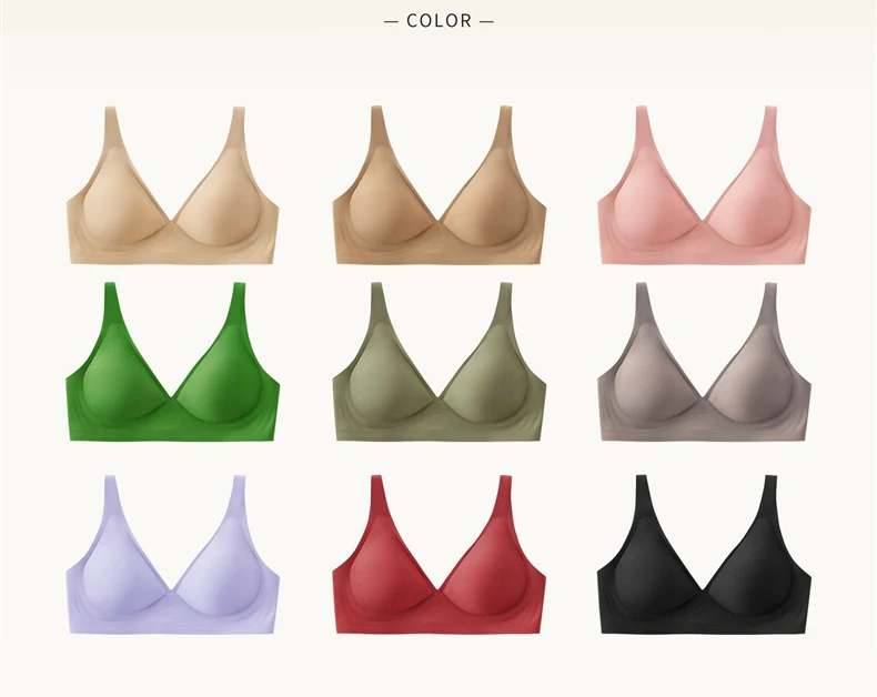 SUJIIN Sexy Bras for Women Plunge Wireless Seamless Invisible Padded Push Up Bras Comfortable Smoothing Female Bralettes MX074