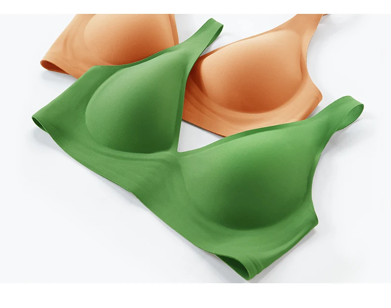 SUJIIN Sexy Bras for Women Plunge Wireless Seamless Invisible Padded Push Up Bras Comfortable Smoothing Female Bralettes MX074