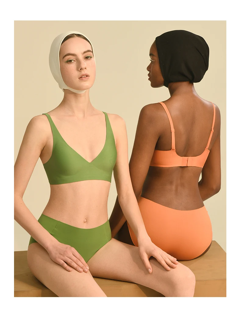SUJIIN Sexy Bras for Women Plunge Wireless Seamless Invisible Padded Push Up Bras Comfortable Smoothing Female Bralettes MX074