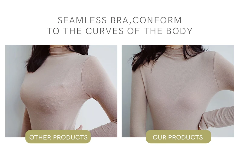SUJIIN Sexy Bras for Women Plunge Wireless Seamless Invisible Padded Push Up Bras Comfortable Smoothing Female Bralettes MX074
