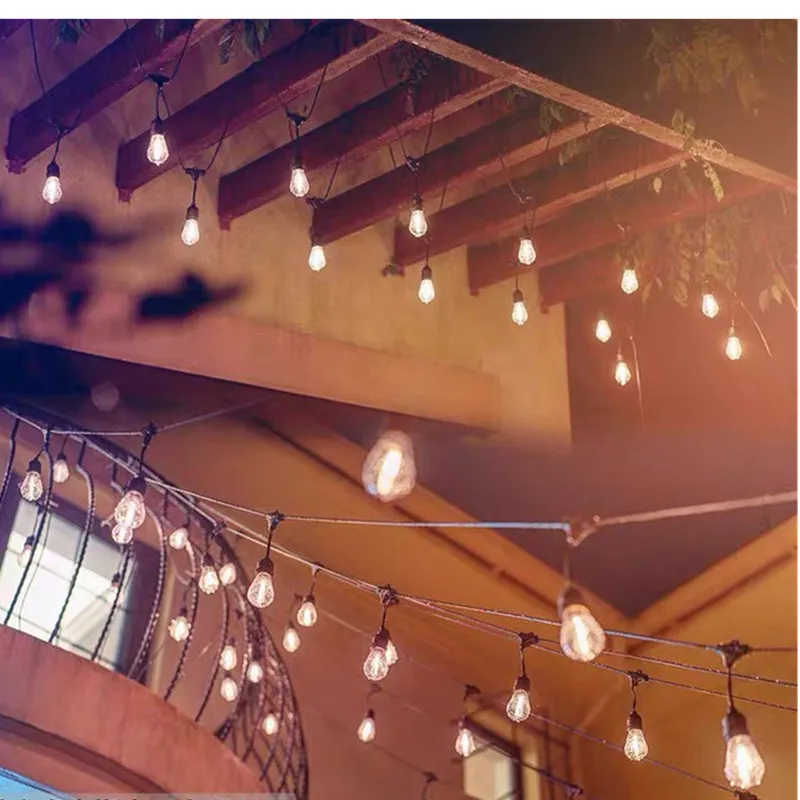 6PCS E27 2W S14 LED Retro Edison Bulbs 220V 3V 2700K Shatterproof Warm White Filament Candle Lamp For Outdoor String Lights