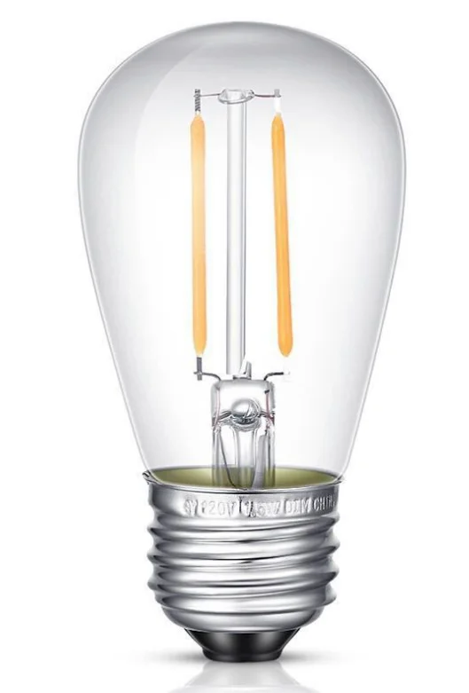 6PCS E27 2W S14 LED Retro Edison Bulbs 220V 3V 2700K Shatterproof Warm White Filament Candle Lamp For Outdoor String Lights