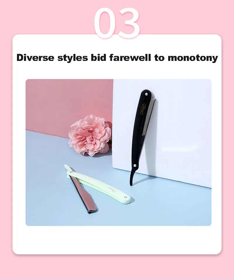 2 Colors Professional Manual Shaver Straight Edge Stainless Steel Sharp Barber Razor Folding Shaving Beard Cutter With Blade