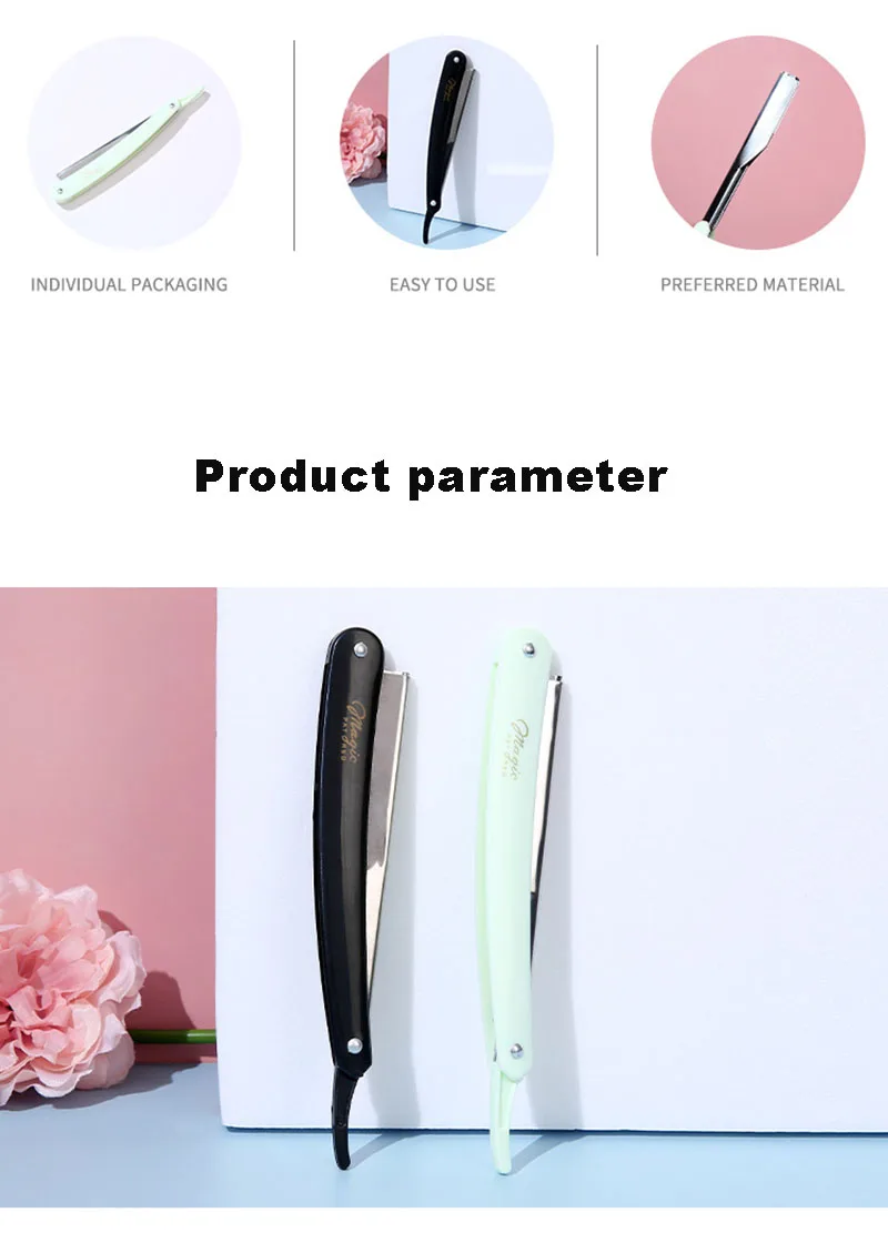 2 Colors Professional Manual Shaver Straight Edge Stainless Steel Sharp Barber Razor Folding Shaving Beard Cutter With Blade