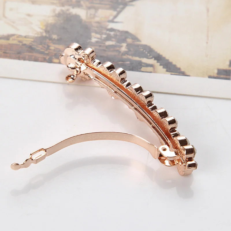 Korean Crystal Spring Hair Clips Pins Pearl Hair Barrettes For Women Girl Headband Fashion Simple Hair Accessories Headwear