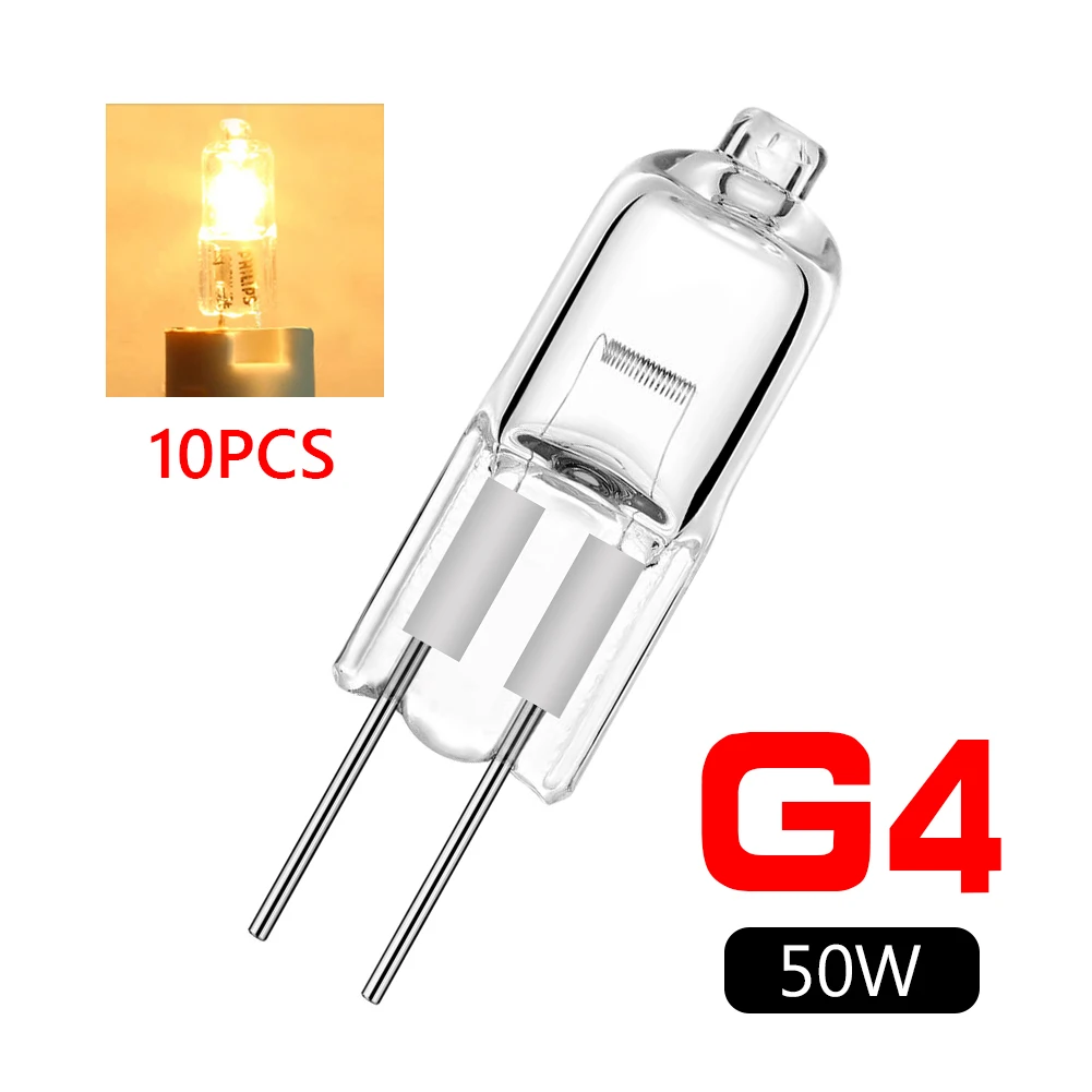 10pcs G4 Halogen Bulb 12V 5W 10W 20W 35W 50W G4 Halogen Bulbs Light Globe Lot JC Bi-Pin LED Lamp Warm White Replace LED Lamp