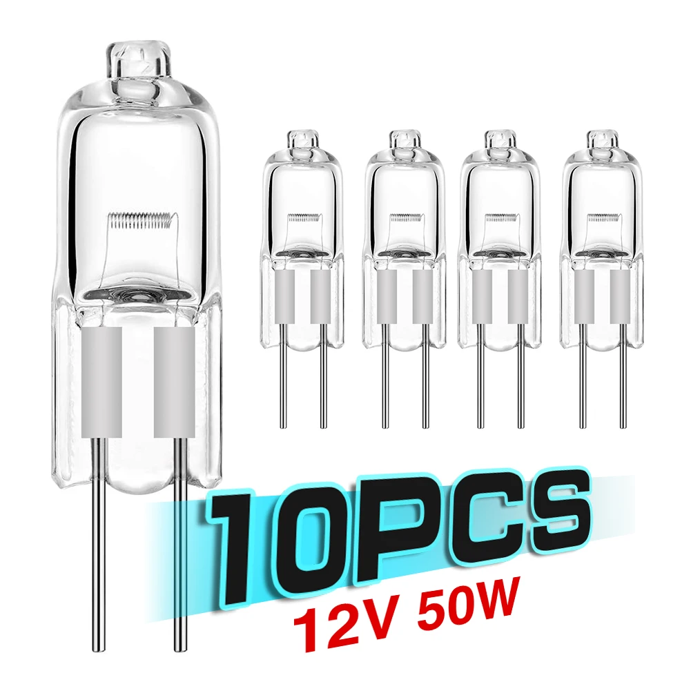 10pcs G4 Halogen Bulb 12V 5W 10W 20W 35W 50W G4 Halogen Bulbs Light Globe Lot JC Bi-Pin LED Lamp Warm White Replace LED Lamp