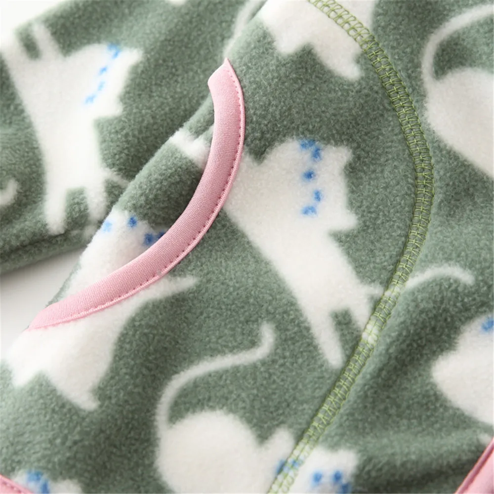 Jumping Meters New Arrival Dinosaurs Zipper Boys Girls Jackets Coats Fahion Pockets Children's Outwear Fleece Coats Kids Clothes