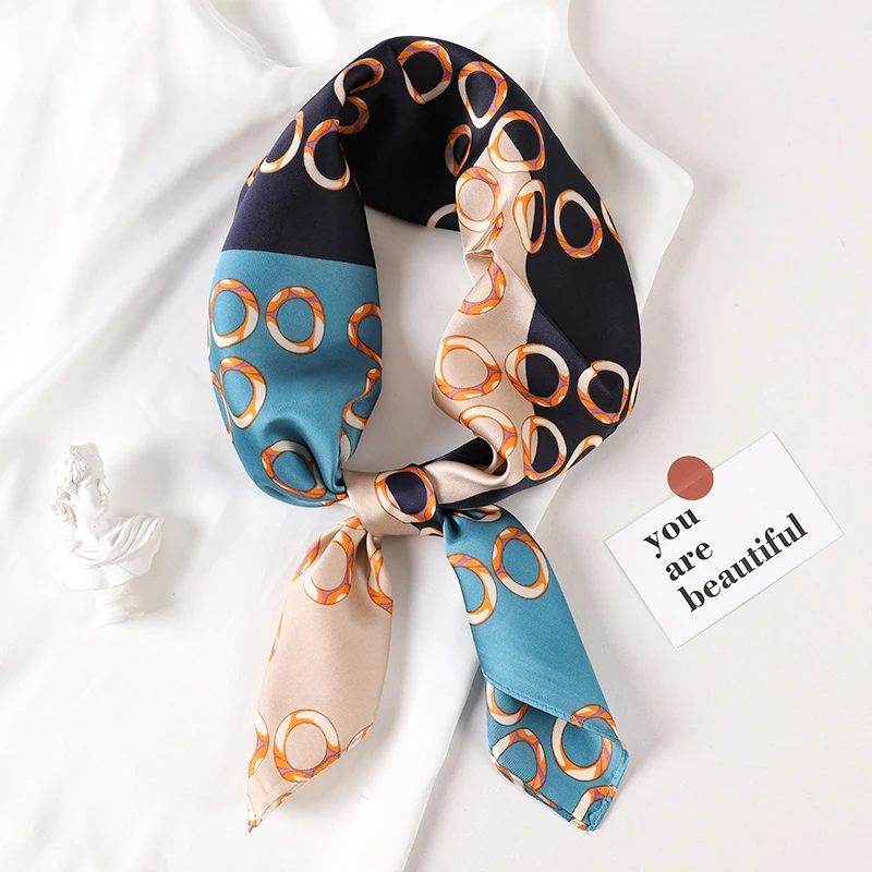2023 New Spring Square Neck Scarf Women Bandana Hair Band Design Print Dot Female Foulard Headband Shawl Wrap Neckerchief