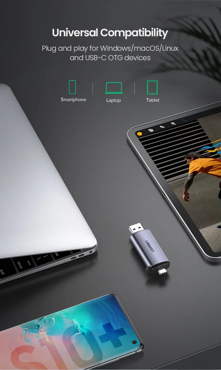 UGREEN Card Reader USB3.0 USB C  SD Micro SD Card Reader for Laptop Computer Smart Memory Cardreader SD Card Reader Card Adapter