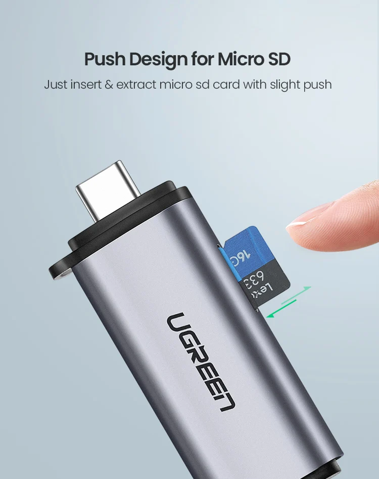 UGREEN Card Reader USB3.0 USB C  SD Micro SD Card Reader for Laptop Computer Smart Memory Cardreader SD Card Reader Card Adapter