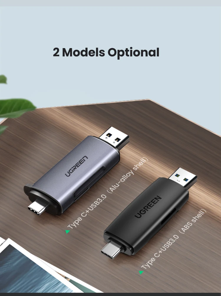 UGREEN Card Reader USB3.0 USB C  SD Micro SD Card Reader for Laptop Computer Smart Memory Cardreader SD Card Reader Card Adapter