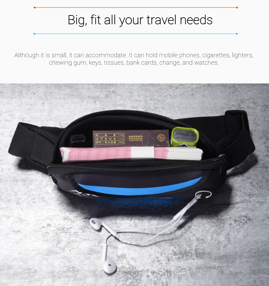 Unisex Waterproof Running Waist BagSport Waist Pack Mobile Phone Holder Bag Gym Fitness Bag Sport Running Belt Bag