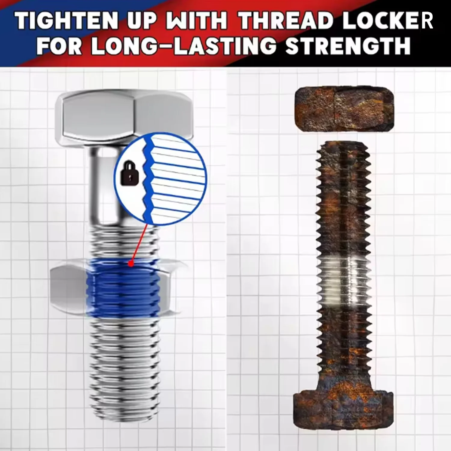 50ml 271 243 Blue Thread Locker Nuts-Bolts Locker,Screw Adhesive Lock Tight Seal Fasteners Anaerobic Curing Metal Glue Rustproof