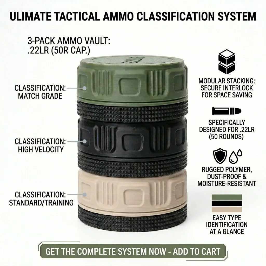 Mini .22LR Ammunition Storage Box Pocket Size Fits 50 Rounds Secure Screw Lid Durable Case For Small Caliber Rounds